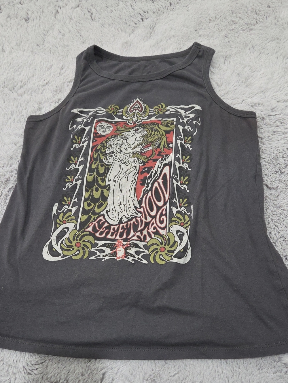 Torrid Fleetwood Mac Charcoal Graphic Tank Top with Red & Olive Art